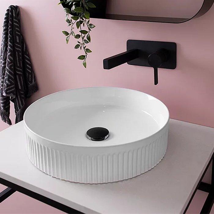 ADP Round Fluted Ceramic Above Counter Basin - Matte White - Ideal Bathroom CentreTOPCRFL405MW