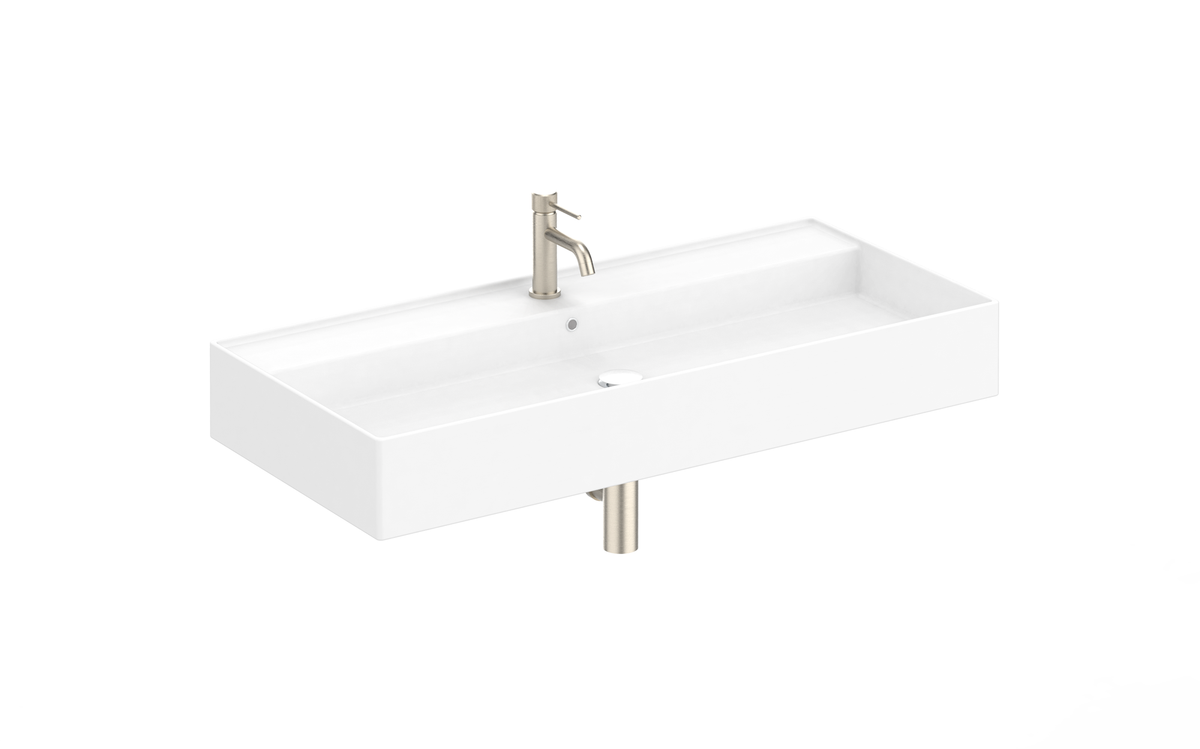 ADP Teorema 1000 mm Ceramic Full Bowl Wall Hung Basin, Gloss White