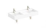 ADP Teorema 1000 mm Ceramic Wall Hung Basin, Gloss White — Double Bowl / 1 tap hole per bowl