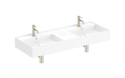 ADP Teorema 1200 mm Ceramic Wall Hung Basin, Gloss White — Double Bowl / 1 tap hole per bowl