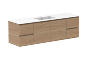 ADP Glacier Door & Drawer Twin Wall Hung Vanity - 1800mm / Cast Marble Moulded Top - 1800mm - Cast Marble Moulded Top - Centre Bowl - Lite