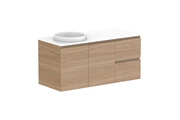 ADP Glacier Door & Drawer Twin Wall Hung Vanity - 1200mm / Stone Benchtop / Left Hand Bowl