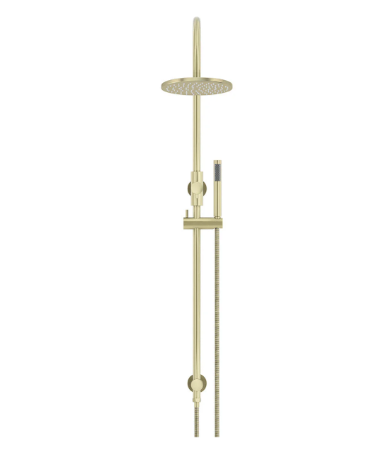 Meir 200mm Round Gooseneck Overhead Shower Set, Single Function Hand Shower, Tiger Bronze