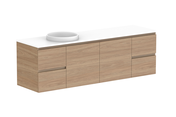 Adp Glacier Lite Door Drawer Twin Wall Hung Vanity 1800Mm Stone Benchtop 1 - 1800mm - Stone Benchtop - Left Hand Bowl - Lite
