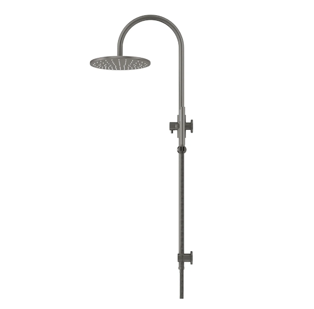 Meir 300mm Round Gooseneck Overhead Shower Set, Single Function Hand Shower, Shadow