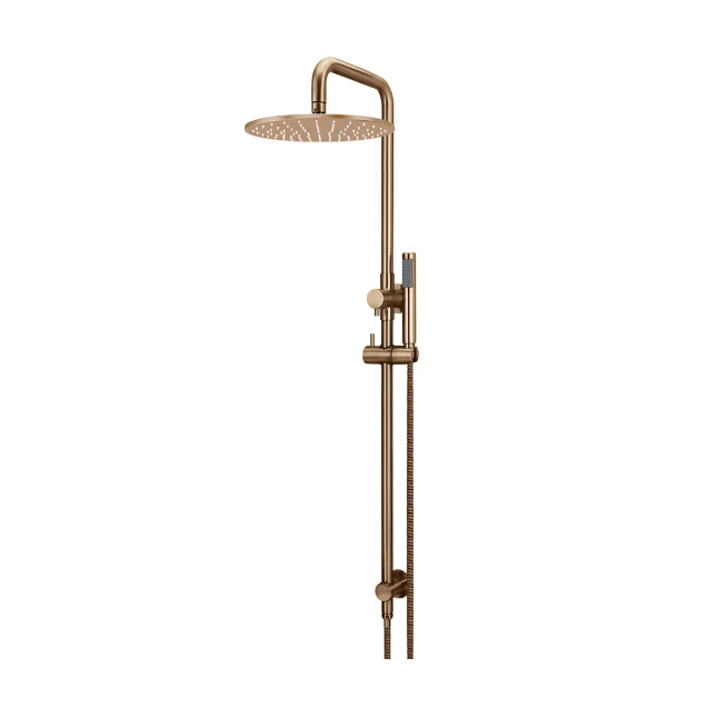 Meir Round Combination Shower Rail, 300mm Rose, Single Function Hand Shower, Lustre Bronze