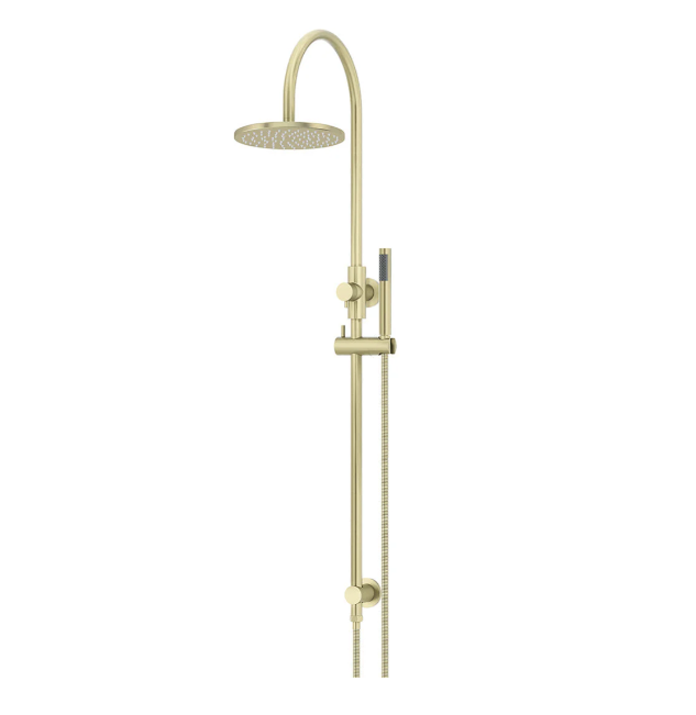 Meir 200mm Round Gooseneck Overhead Shower Set, Single Function Hand Shower, Tiger Bronze