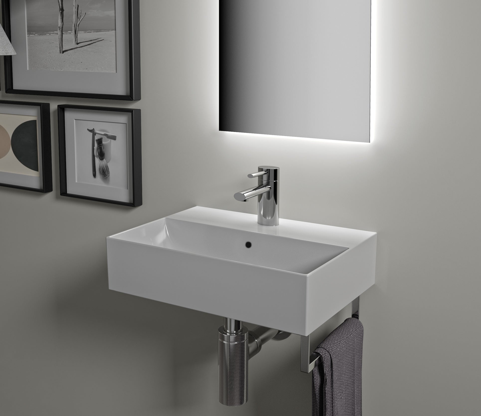 Studio Bagno Bahia 50 Bench/Wall Basin 1TH - Gloss White