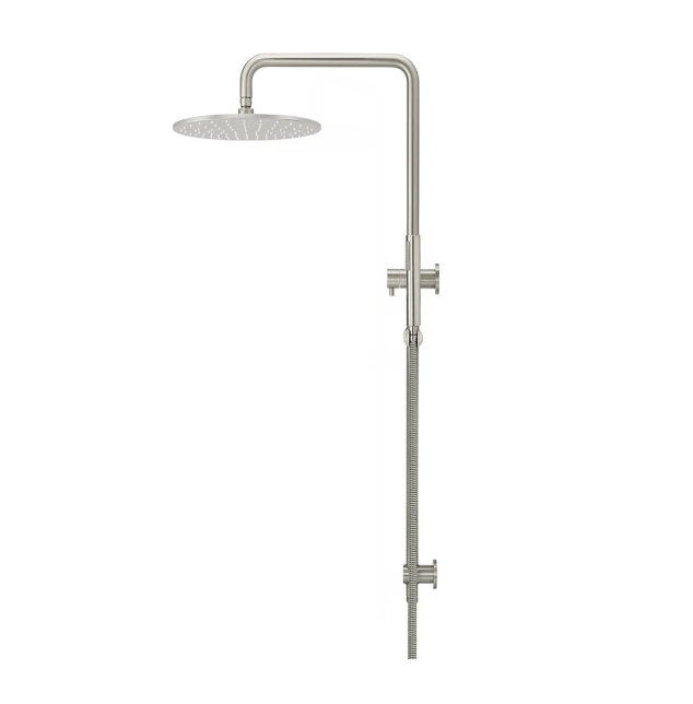 Meir Round Combination Shower Rail, 300mm Rose, Single Function Hand Shower, Brushed Nickel