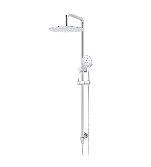 Meir Round Combination Shower Rail 300mm Rose, Three Function Hand Shower, Polished Chrome