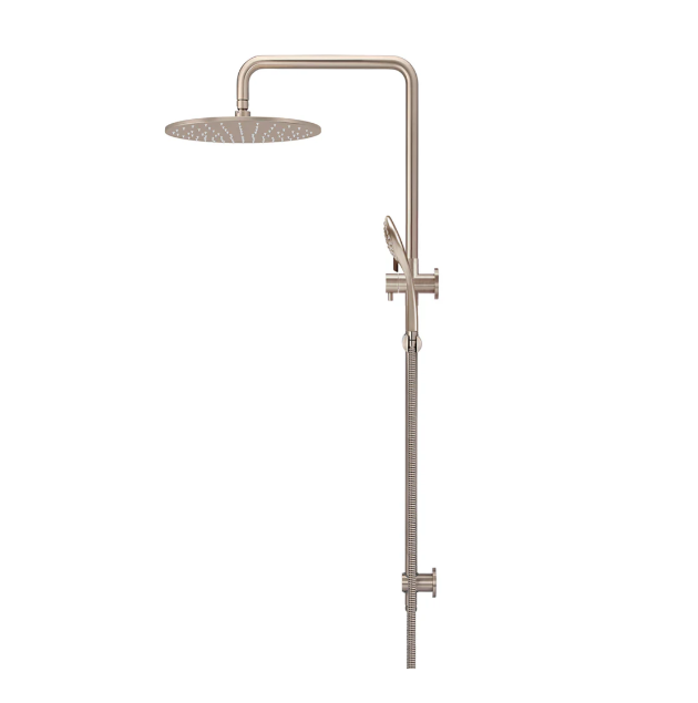 Meir Round Combination Shower Rail 300mm Rose, Three Function Hand Shower, Champagne
