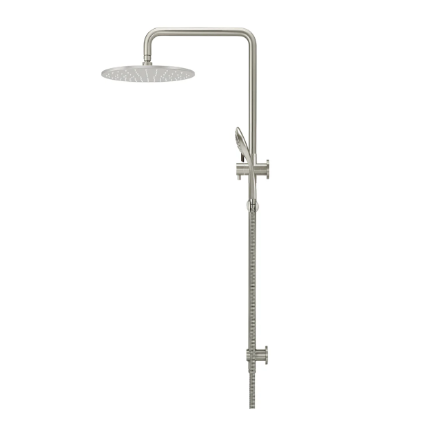 Meir Round Combination Shower Rail 300mm Rose, Three Function Hand Shower, Brushed Nickel