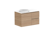 ADP Glacier Door & Drawer Twin Wall Hung Vanity - 900mm / Stone Benchtop / Left Hand Bowl