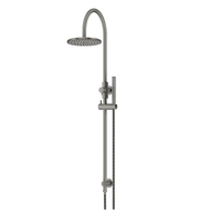 Meir 200mm Round Gooseneck Overhead Shower Set, Single Function Hand Shower, Shadow