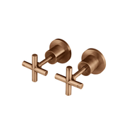 Meir Cross Handle Jumper Valve Wall Top Assemblies, Lustre Bronze