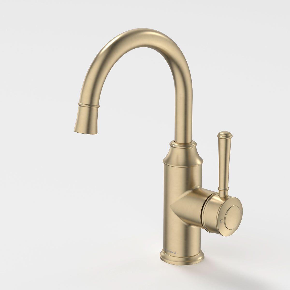 Caroma Riviere Gooseneck Basin Mixer, Brushed Brass