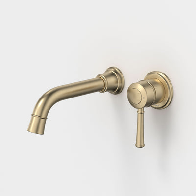 Caroma Riviere Wall Basin/Bath Mixer 175mm, Brushed Brass