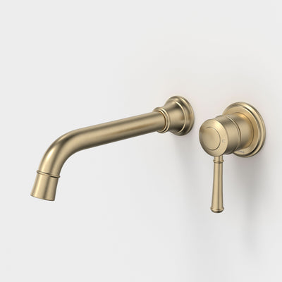 Caroma Riviere Wall Basin/Bath Mixer 210mm, Brushed Brass