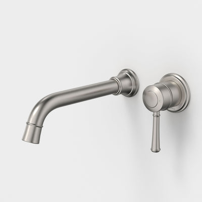 Caroma Riviere Wall Basin/Bath Mixer 210mm, Brushed Nickel