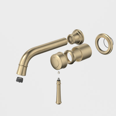 Caroma Riviere Wall Basin/Bath Outlet 175mm - Trim Kit, Brushed Brass