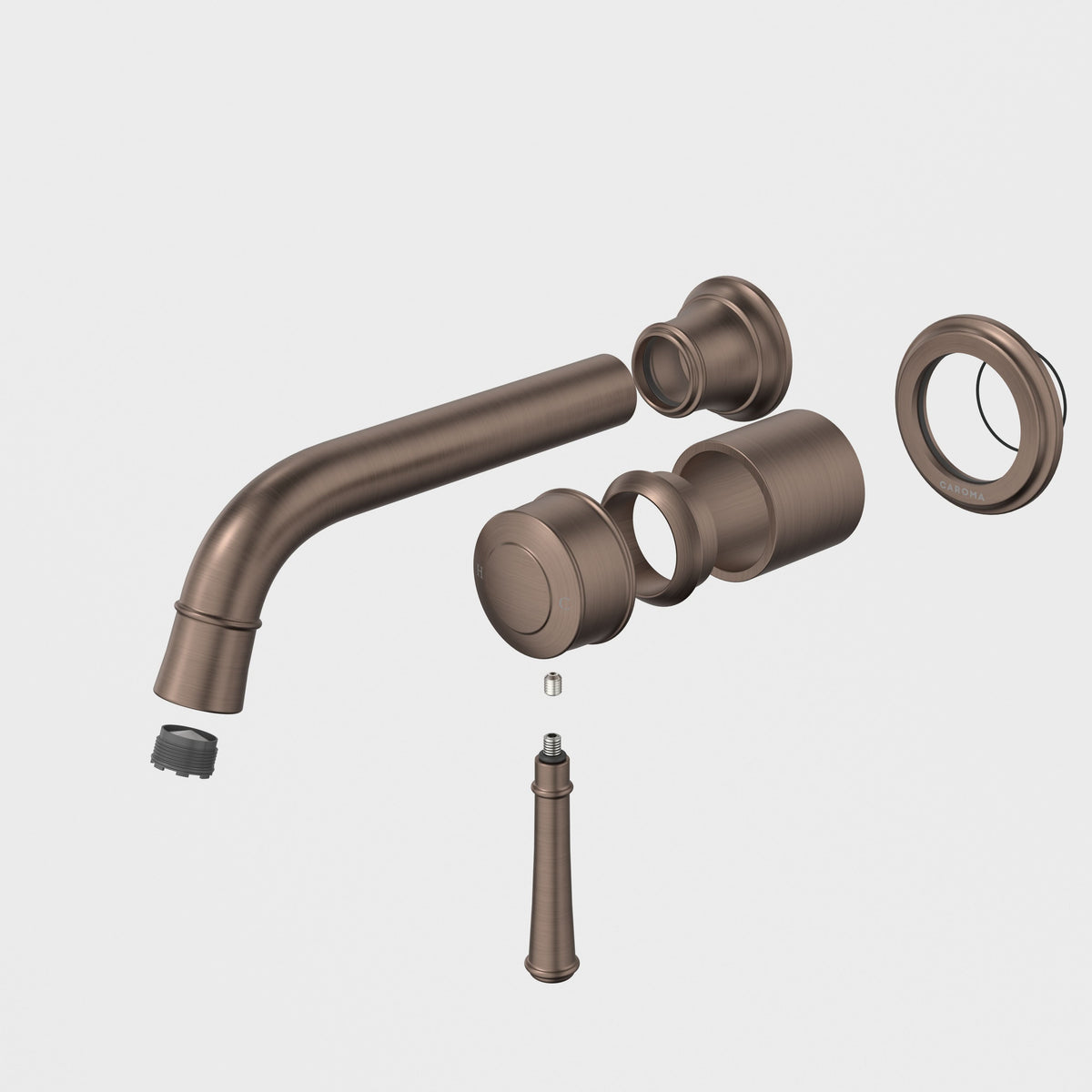 Caroma Riviere Wall Basin/Bath Outlet 175mm - Trim Kit, Brushed Bronze