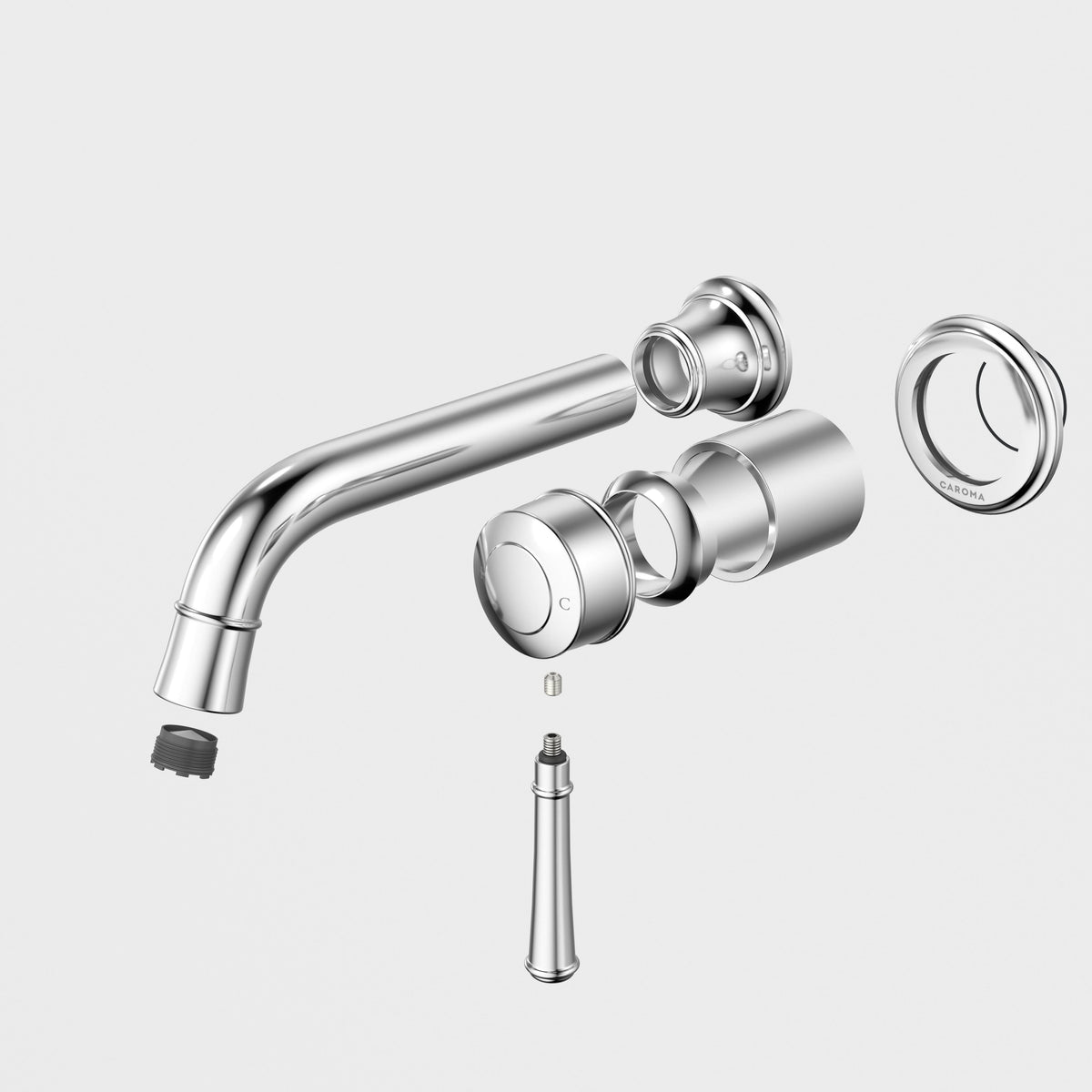 Caroma Riviere Wall Basin/Bath Outlet 175mm - Trim Kit, Chrome