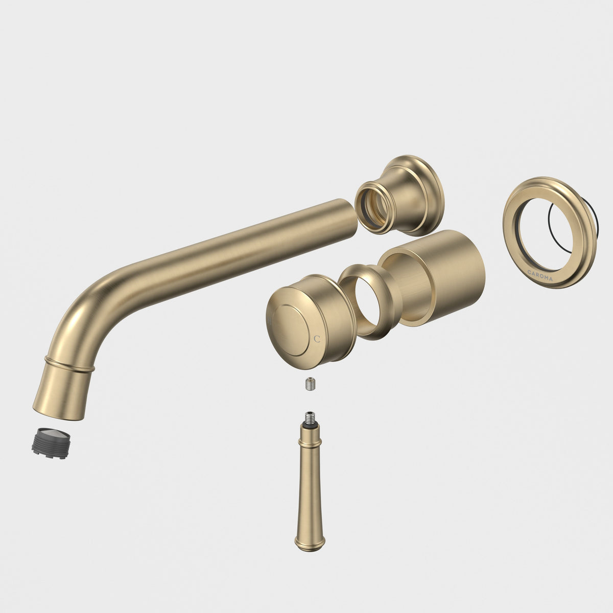 Caroma Riviere Wall Basin/Bath Outlet 210mm - Trim Kit, Brushed Brass