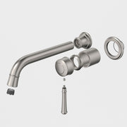 Caroma Riviere Wall Basin/Bath Outlet 210mm - Trim Kit, Brushed Nickel