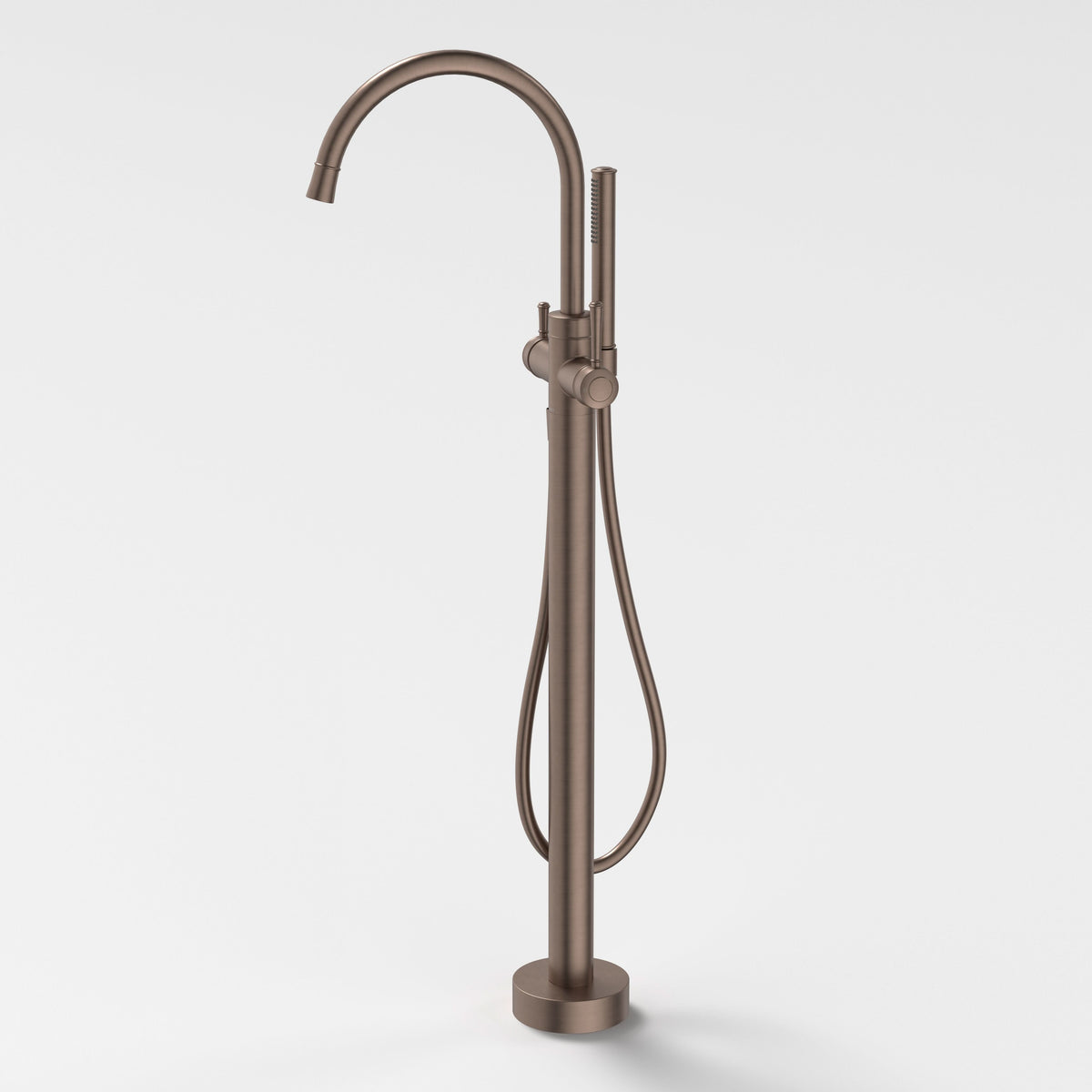 Caroma Riviere Freestanding Bath Filler with Handshower, Brushed Bronze