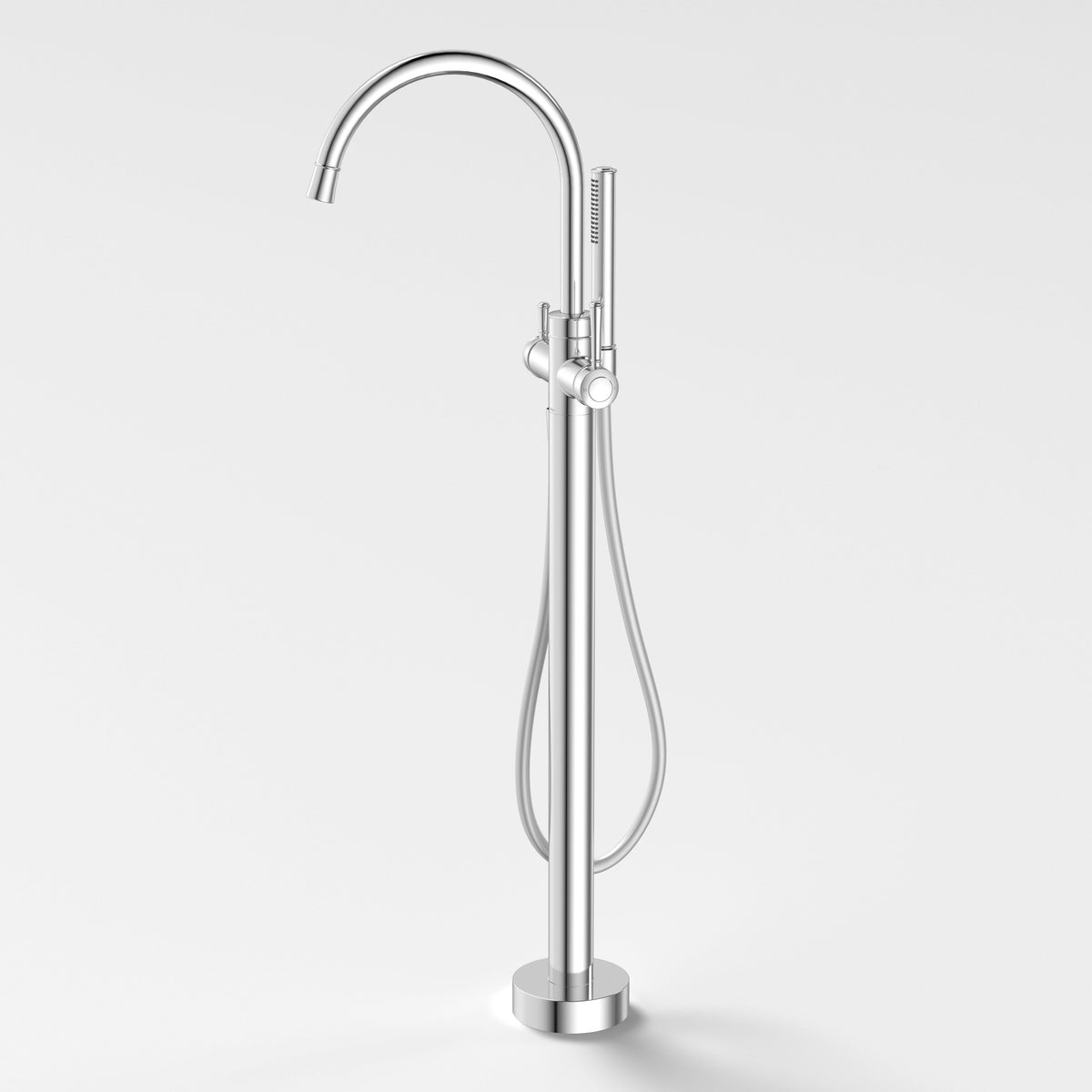Caroma Riviere Freestanding Bath Filler with Handshower, Chrome