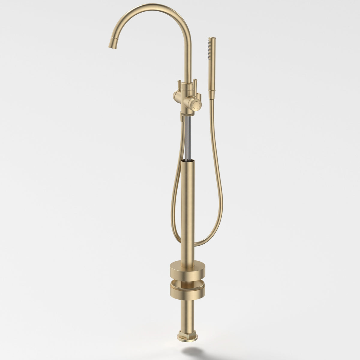 Caroma Riviere Freestanding Bath Filler with Handshower - Trim Kit, Brushed Brass