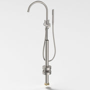Caroma Riviere Freestanding Bath Filler with Handshower - Trim Kit, Brushed Nickel