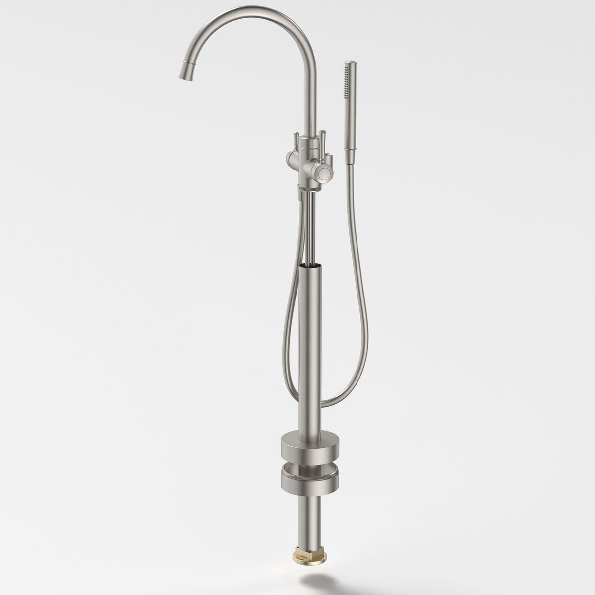 Caroma Riviere Freestanding Bath Filler with Handshower - Trim Kit, Brushed Nickel
