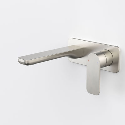 Caroma Luna II EasySwitch Wall Basin/Bath Mixer 180mm (Complete kit) - Coming March 2026, Brushed Nickel