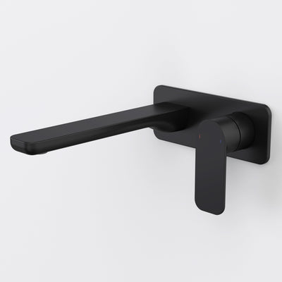 Caroma Luna II EasySwitch Wall Basin/Bath Mixer 220mm (Complete kit), Satin Black