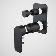 Caroma Luna II EasySwitch Bath/Shower Mixer with Diverter - Trim Kit (In wall body not included), Satin Black