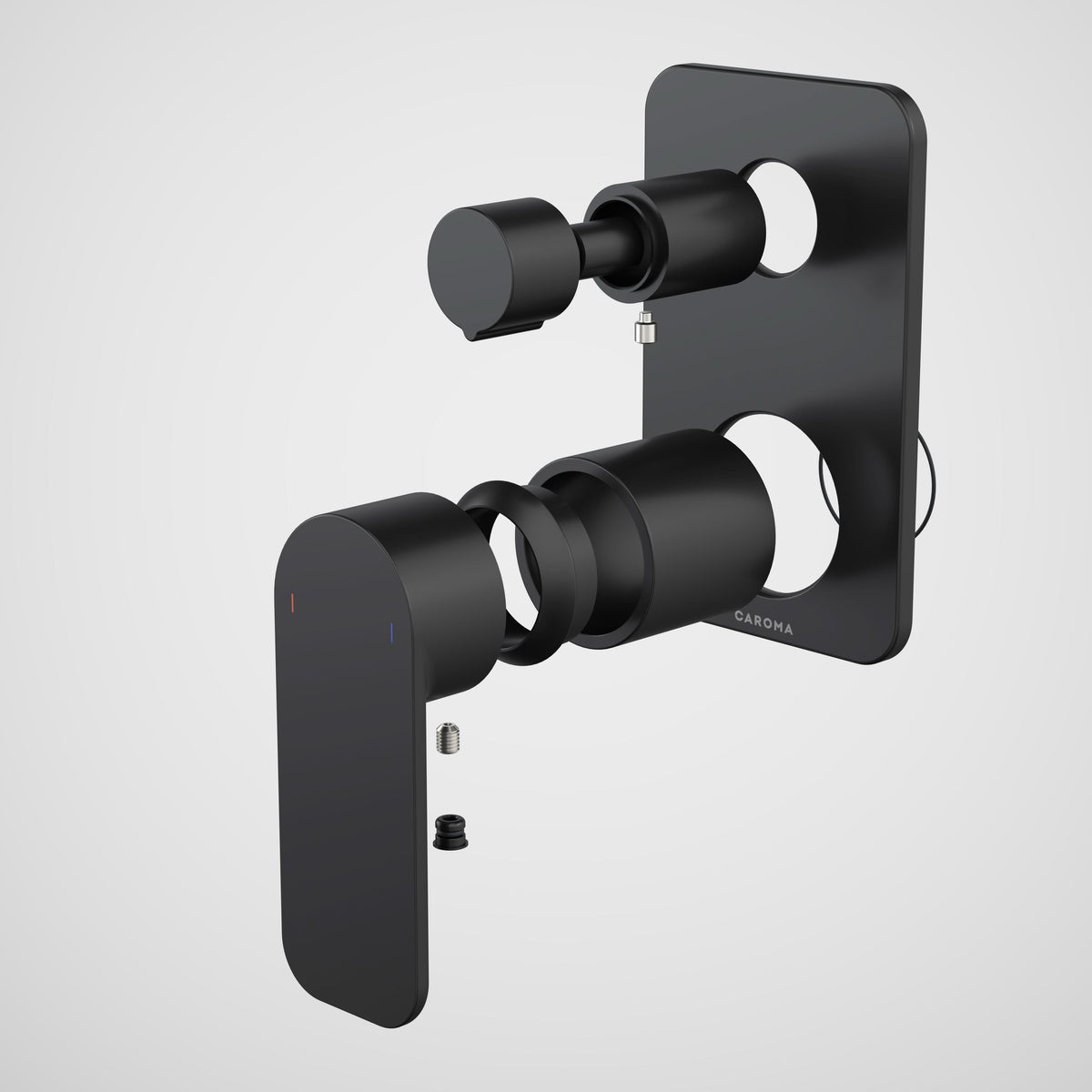 Caroma Luna II EasySwitch Bath/Shower Mixer with Diverter - Trim Kit (In wall body not included), Satin Black