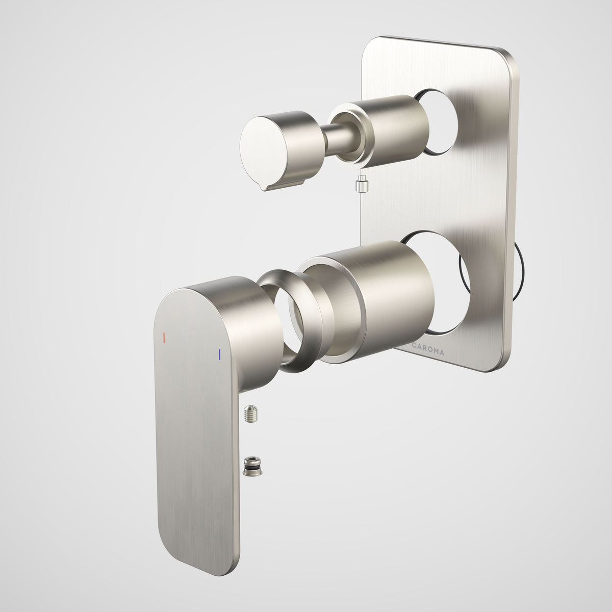 Caroma Luna II EasySwitch Bath/Shower Mixer with Diverter - Trim Kit (In wall body not included), Brushed Nickel
