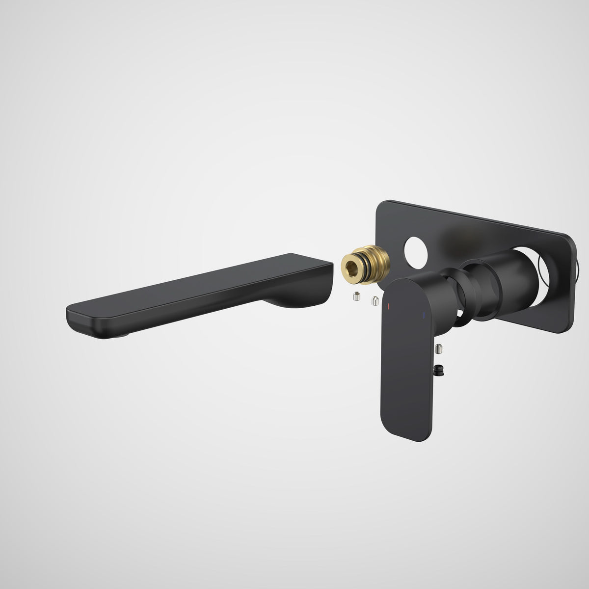 Caroma Luna II Wall Basin/Bath Mixer 180mm - Trim Kit (In wall body not included), Satin Black