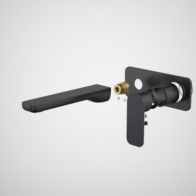 Caroma Luna II Wall Basin/Bath Mixer 180mm - Trim Kit (In wall body not included), Satin Black