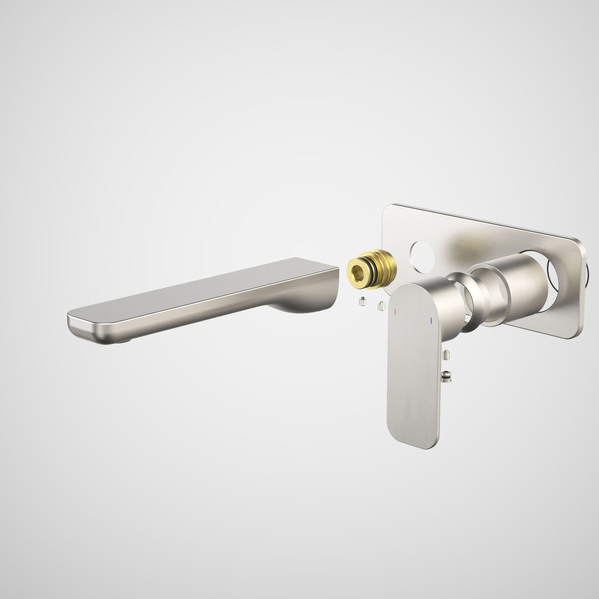 Caroma Luna II Wall Basin/Bath Mixer 180mm - Trim Kit (In wall body not included), Brushed Nickel