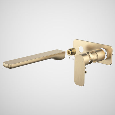 Caroma Luna II EasySwitch Wall Basin/Bath Mixer 220mm - Trim Kit (In wall body not included), Brushed Brass