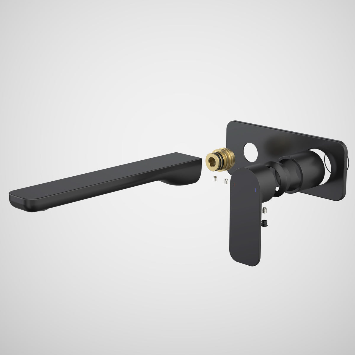 Caroma Luna II EasySwitch Wall Basin/Bath Mixer 220mm - Trim Kit (In wall body not included), Satin Black