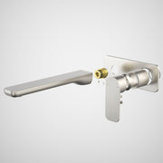 Caroma Luna II EasySwitch Wall Basin/Bath Mixer 220mm - Trim Kit (In wall body not included), Brushed Nickel