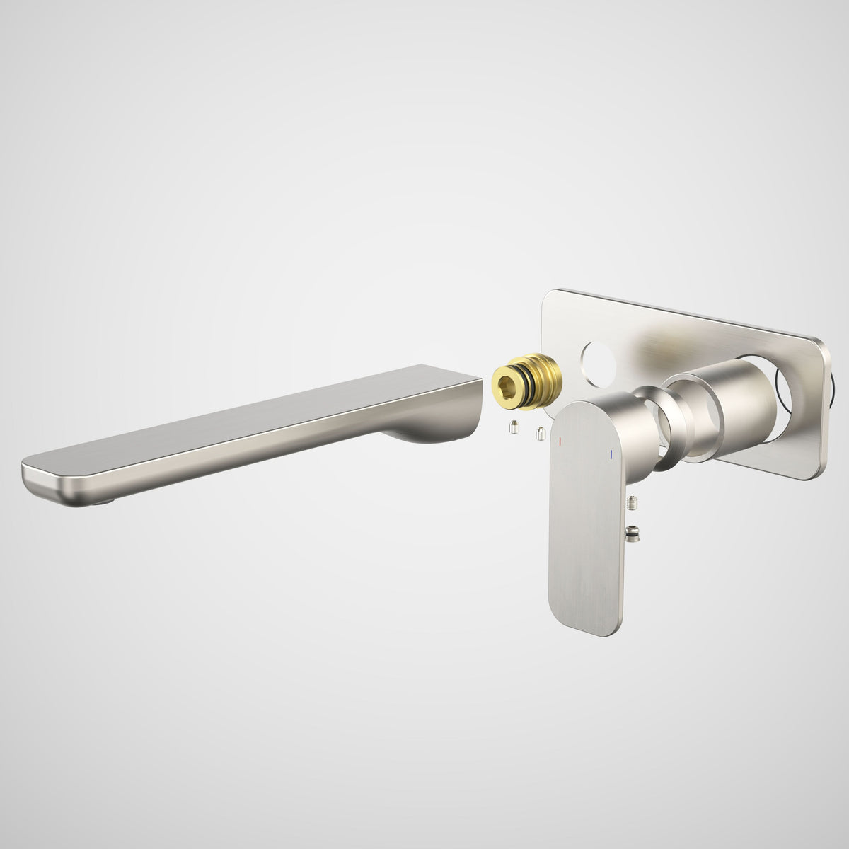 Caroma Luna II EasySwitch Wall Basin/Bath Mixer 220mm - Trim Kit (In wall body not included), Brushed Nickel
