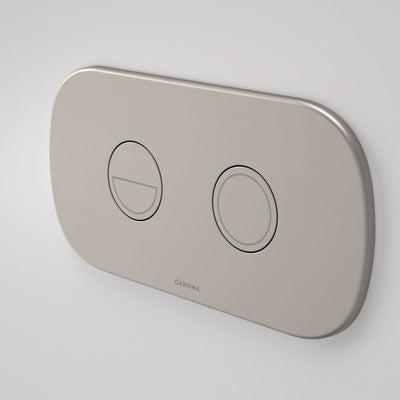 Caroma Contura II Invisi Series II Round DC Dual Flush Button Panel, Brushed Nickel