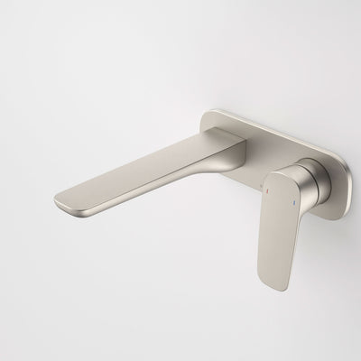 Caroma Contura II Wall Basin/Bath Mixer 180mm, Brushed Nickel