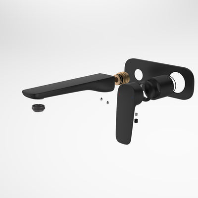 Caroma Contura II Wall Basin/Bath Mixer 180mm - Trim Kit, Matte Black