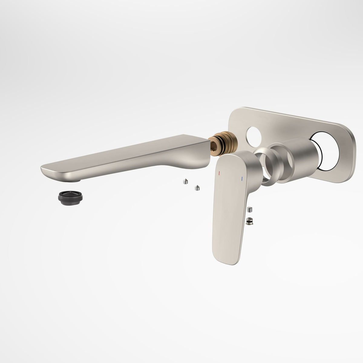 Caroma Contura II Wall Basin/Bath Mixer 180mm - Trim Kit, Brushed Nickel