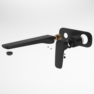 Caroma Contura II Wall Basin/Bath Mixer 220mm - Trim Kit, Matte Black